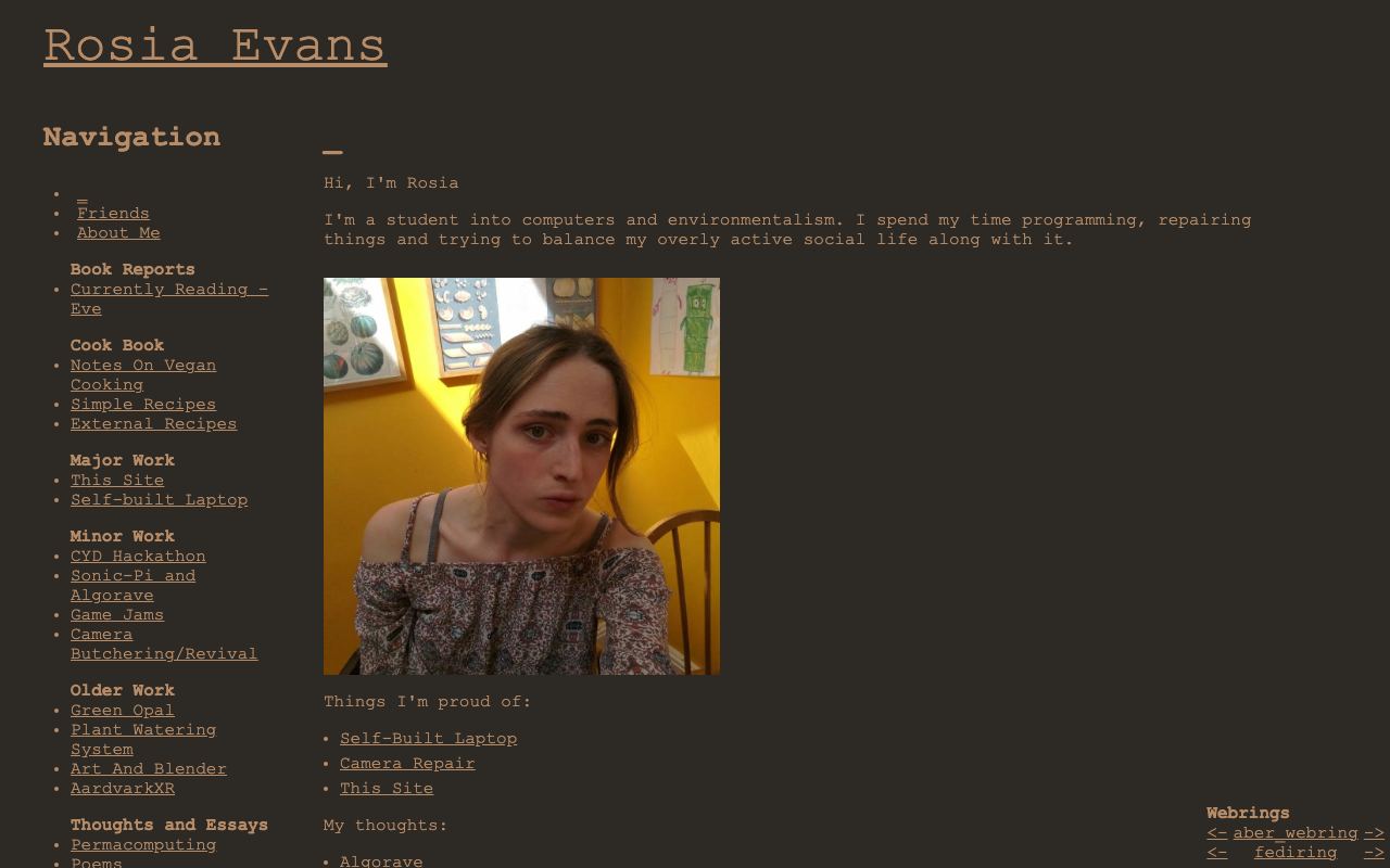 Rosia Evans Homepage and