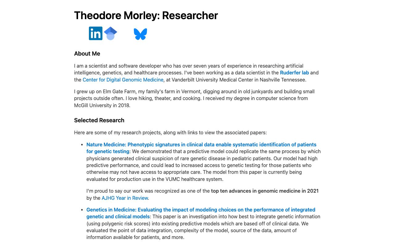 Theodore Morley: Researcher