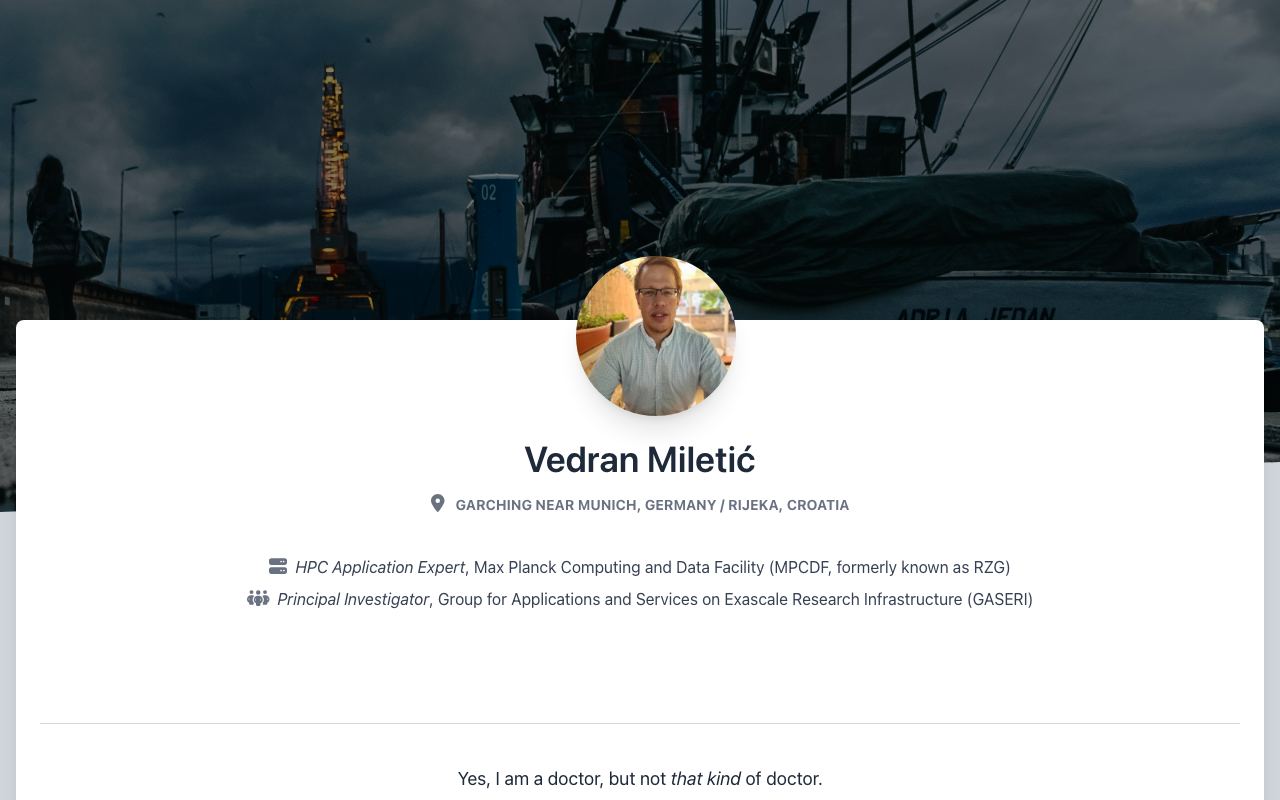 Vedran Miletić's personal parallel world